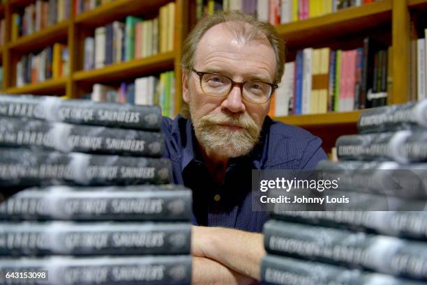 Author George Saunders poses for portrait after discussing and signing copies of his new book "Lincoln in the Bardo" at Books and Books on February...