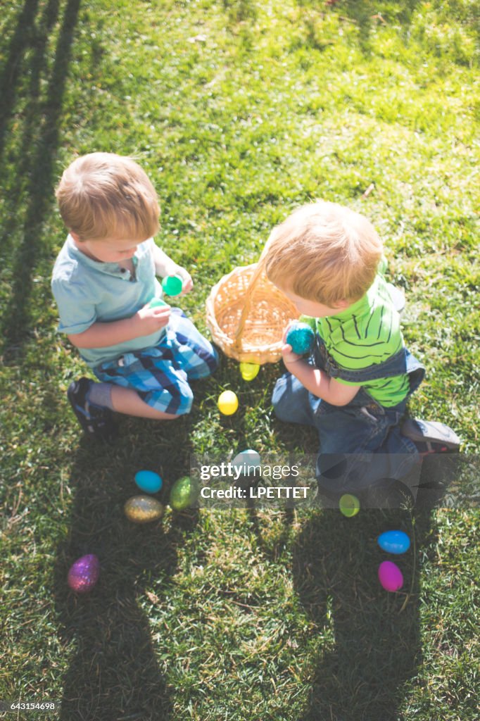 Easter Egg Hunt with Twins