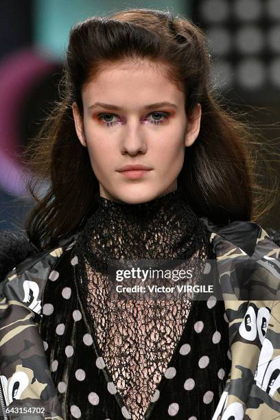 Model walks the runway at the House of Holland Ready to Weat Fall Winter 2017-2018 fashion show during the London Fashion Week February 2017...