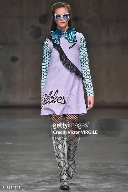 Model walks the runway at the House of Holland Ready to Weat Fall Winter 2017-2018 fashion show during the London Fashion Week February 2017...