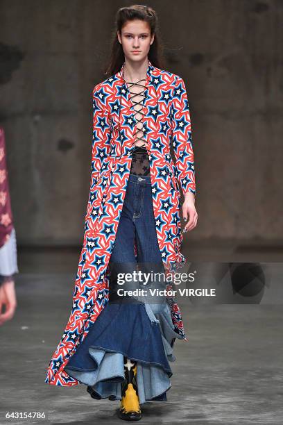 Model walks the runway at the House of Holland Ready to Weat Fall Winter 2017-2018 fashion show during the London Fashion Week February 2017...