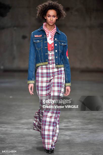 Model walks the runway at the House of Holland Ready to Weat Fall Winter 2017-2018 fashion show during the London Fashion Week February 2017...