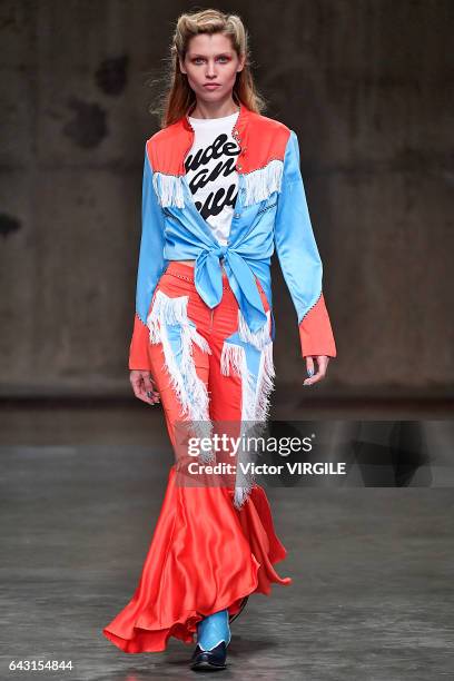 Model walks the runway at the House of Holland Ready to Weat Fall Winter 2017-2018 fashion show during the London Fashion Week February 2017...