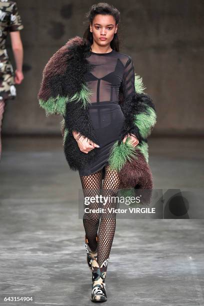 Model walks the runway at the House of Holland Ready to Weat Fall Winter 2017-2018 fashion show during the London Fashion Week February 2017...