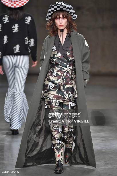 Model walks the runway at the House of Holland Ready to Weat Fall Winter 2017-2018 fashion show during the London Fashion Week February 2017...