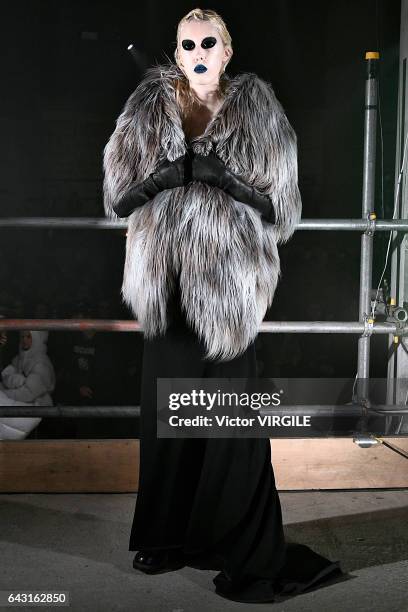 Model walks the runway at the Gareth Pugh Ready to Wear Fall Winter 2017-2018 fashion show during the London Fashion Week February 2017 collections...