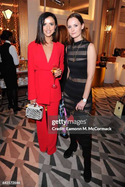 Lucy Mecklenburgh and Charlotte de Carle attend the Aspinal of London - Presentation during the London Fashion Week February 2017 collections on...