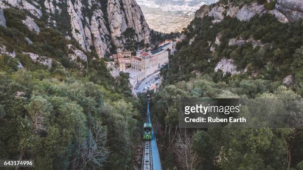 cliff railway at monserrat - abbey of montserrat stock pictures, royalty-free photos & images