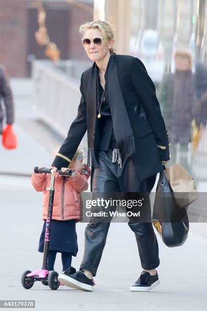 Cate Blanchett spotted with daughter Edith Vivian Patricia Upton on February 18, 2017 in New York City, USA.