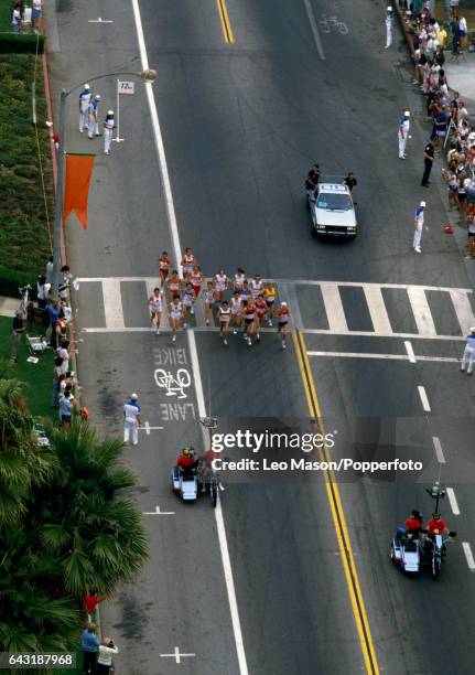 An aerial view of the women's marathon during the 1984 Summer Olympics in Los Angeles, United States on 5th August 1984.