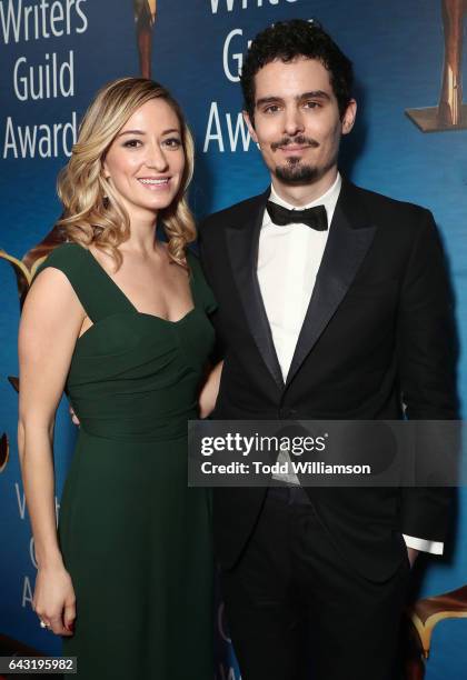 Olivia Hamilton and Damien Chazelle attend the 2017 Writers Guild Awards L.A. Ceremony at The Beverly Hilton Hotel on February 19, 2017 in Beverly...