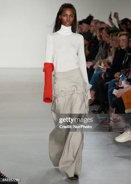 Model walks the runway at the Ports 1961 show during the London Fashion Week February 2017 collections on February 18, 2017 in London, England.