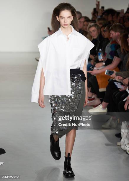 Model walks the runway at the Ports 1961 show during the London Fashion Week February 2017 collections on February 18, 2017 in London, England.