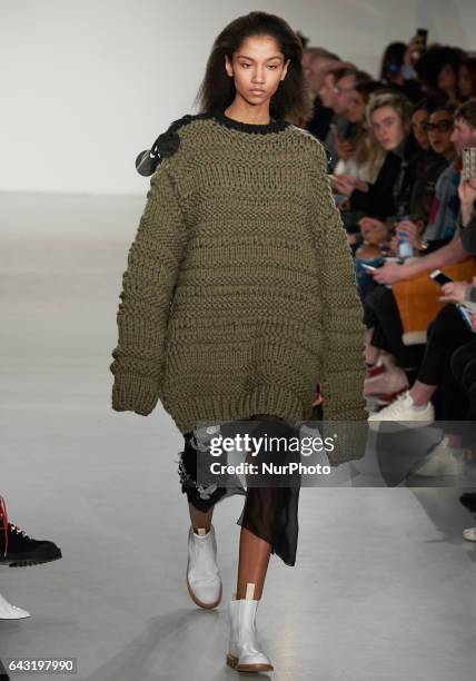 Model walks the runway at the Ports 1961 show during the London Fashion Week February 2017 collections on February 18, 2017 in London, England.