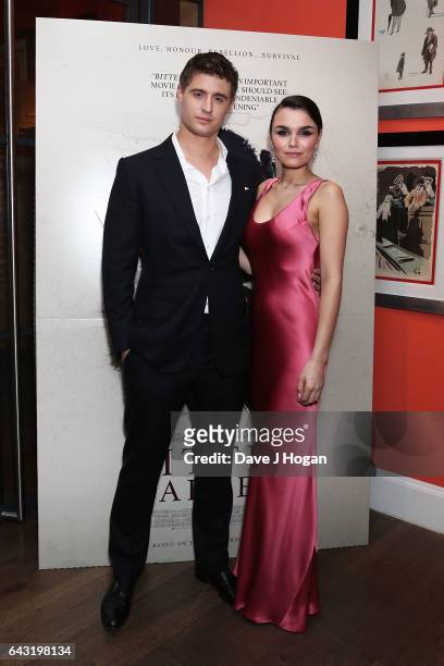 Max Irons and Samantha Barks attend the Gala Screening of "Bitter Harvest" at Ham Yard Hotel on February 20, 2017 in London, England.