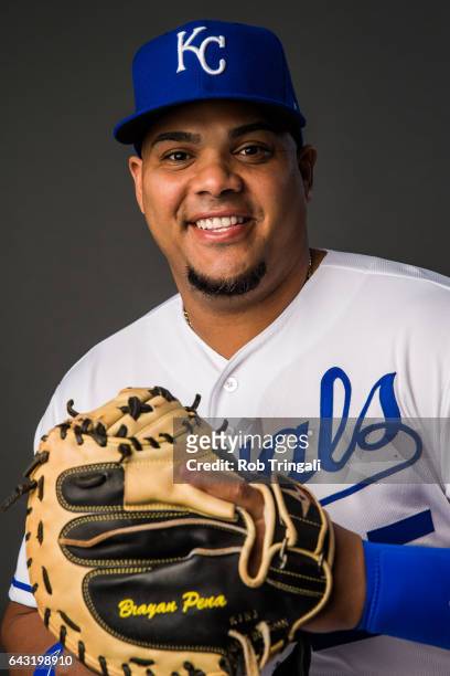 Brayan Pena of the Kansas City Royals poses for a portrait at the Surprise Sports Complex on February 20, 2017 in Surprise, Arizona.