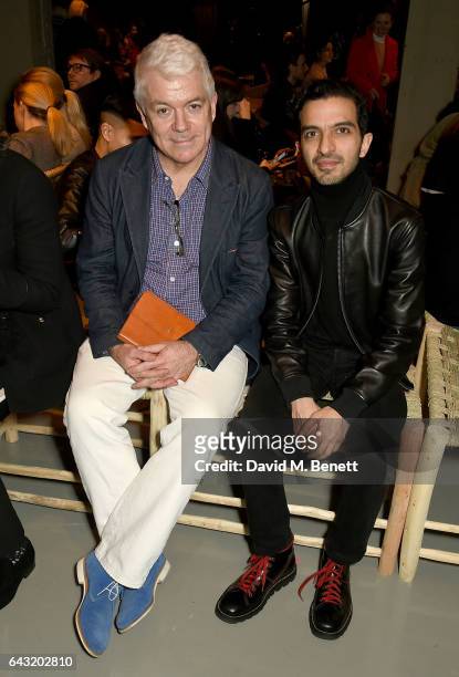 Tim Blanks and Imran Amed attend the Burberry February 2017 Show during London Fashion Week February 2017 at Makers House on February 20, 2017 in...