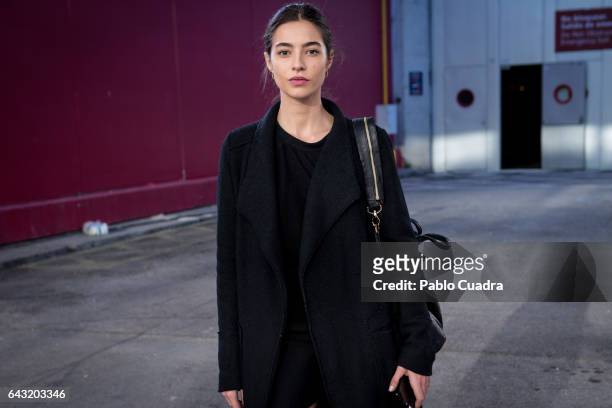 Spanish model Rocio Crusset wears a Givenchy handbag at Ifema during Mercedes Benz Fashion Week Madrid Autumn / Winter 2017 on February 20, 2017 in...