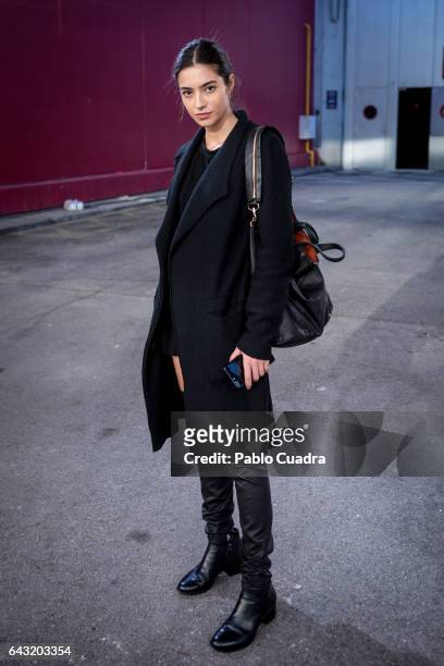 Spanish model Rocio Crusset wears a Givenchy handbag at Ifema during Mercedes Benz Fashion Week Madrid Autumn / Winter 2017 on February 20, 2017 in...
