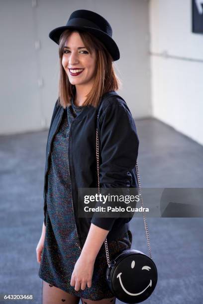 Irene wears Mango shoes, Zara dress, Brandy Melville jacket and Pull&Bear handbag at Ifema during Mercedes Benz Fashion Week Madrid Autumn / Winter...