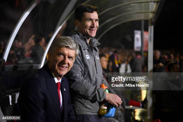 Arsene Wenger, manager of Arsenal looks on from the bench before the Emirates FA Cup fifth round match between Sutton United and Arsenal on February...