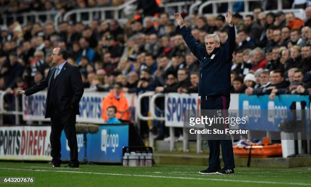 Villa boss Steve Bruce reacts during the Sky Bet Championship match between Newcastle United and Aston Villa at St James' Park on February 20, 2017...