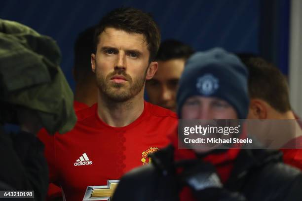 Michael Carrick the captain of Manchester United lines up in the players tunnel during The Emirates FA Cup Fifth Round match between Blackburn Rovers...