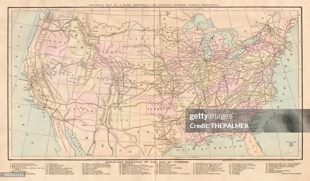 USA Railroad map 1881