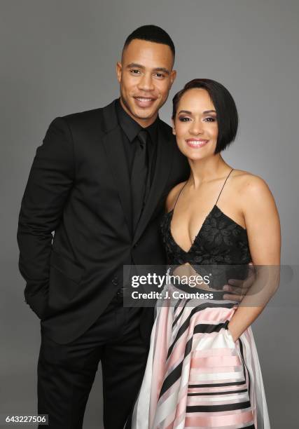 Actors Trai Byers and Grace Gealey pose for a portrait for BET's 2017 American Black Film Festival Honors Awards at The Beverly Hilton Hotel on...