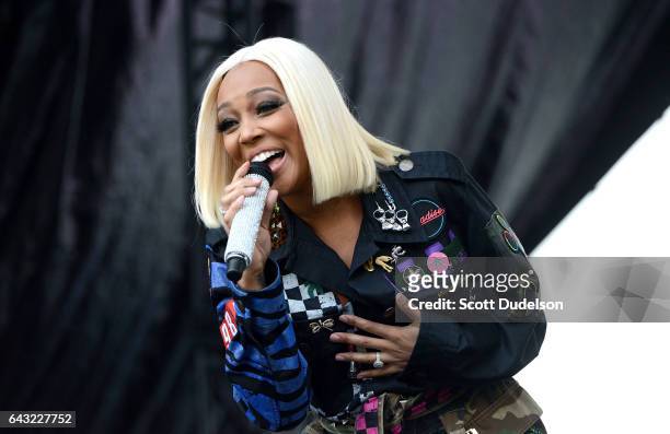 Singer Monica performs onstage during the 2017 Soulquarius Festival at The Observatory on February 18, 2017 in Santa Ana, California.