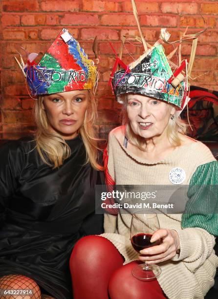 Pamela Anderson and Dame Vivienne Westwood attend Dame Vivienne Westwood and James Jagger's Mad Max party in aid of climate change during London...