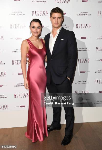 Samantha Barks and Max Irons attend the gala screening of 'Bitter Harvest' at the Ham Yard Hotel on February 20, 2017 in London, United Kingdom.