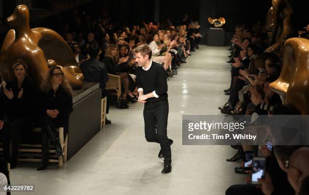 Chief Executive Officer of Burberry Christopher Bailey on the runway at the Burberry show during the London Fashion Week February 2017 collections on...