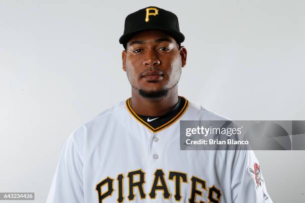 Ivan Nova of the Pittsburgh Pirates poses for a photograph during MLB spring training photo day on February 19, 2017 at Pirate City in Bradenton,...