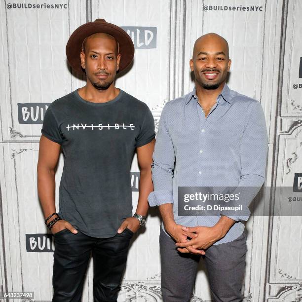 Bryan Terrell Clark and Brandon Victor Dixon attend the Build Series to discuss "Hamilton" at Build Studio on February 20, 2017 in New York City.