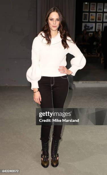 Kaya Scodelario attends the Burberry show during the London Fashion Week February 2017 collections on February 20, 2017 in London, England.