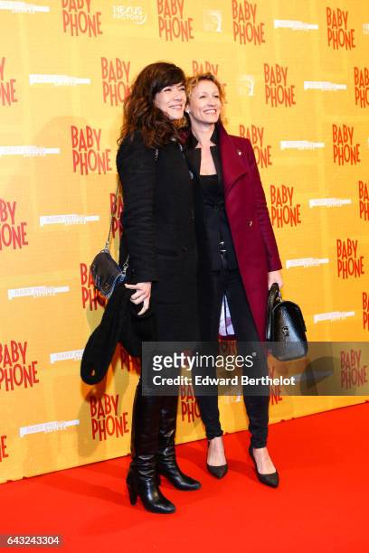 Melanie Doutey and Alexandra Lamy, during "Baby Phone" Paris Premiere, at Cinema UGC Normandie on February 20, 2017 in Paris, France.