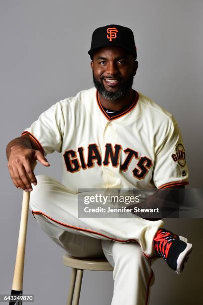 Denard Span of the San Francisco Giants poses for a portait during a MLB photo day at Scottsdale Stadium on February 20, 2017 in Scottsdale, Arizona.