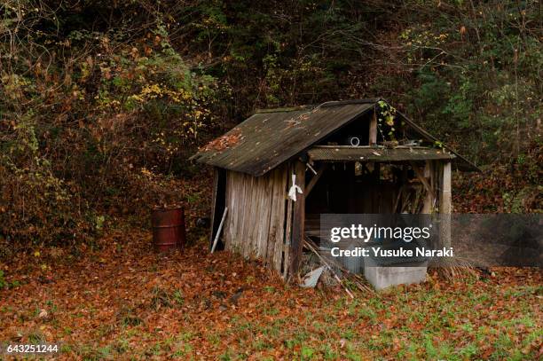 a shack in the countryside - 田舎の風景 imagens e fotografias de stock