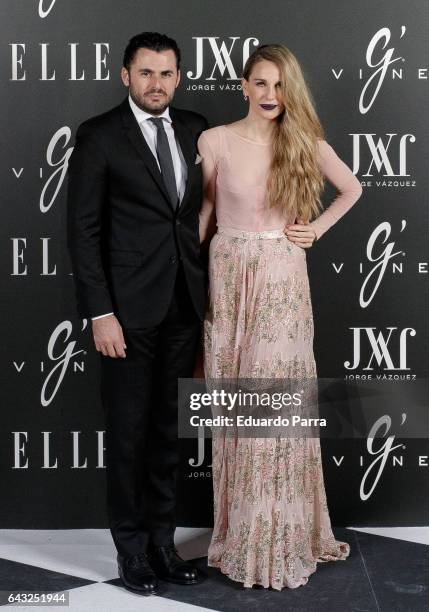 Emiliano Suarez and Carola Baleztena attend the 'Elle & Jorge Vazquez' photocall at Principe Pio theatre on February 20, 2017 in Madrid, Spain.