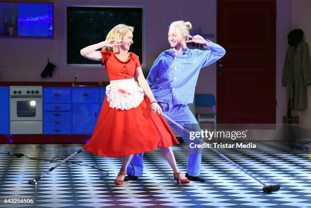 Daniel Muehe and Maria Furtwaengler during the rehearsal for the play 'Alles muss glaenzen - The Homemaker' at Theater am Kurfuerstendamm on February...