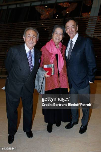 Chef Michel Guerard, his wife and Director of sponsorship LVMH, Jean-Paul Claverie attend the Private View of "Icones de l'Art Moderne, la Collection...