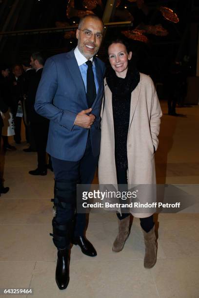 Kamel Mennour and his wife Annika attend the Private View of "Icones de l'Art Moderne, la Collection Chtchoukine" at Fondation Louis Vuitton on...