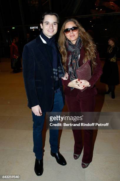 Delphine Marang-Alexandre and her son Victor Alexandre attend the Private View of "Icones de l'Art Moderne, la Collection Chtchoukine" at Fondation...