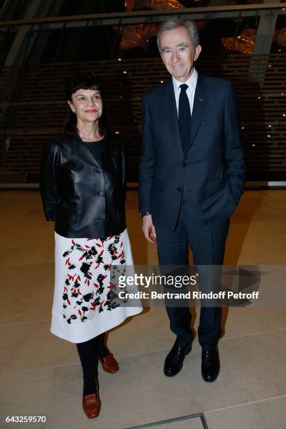 Director of "Musee des Beaux Arts Pouchkine", Marina Loshak and Owner of LVMH Luxury Group Bernard Arnault attend the Private View of "Icones de...