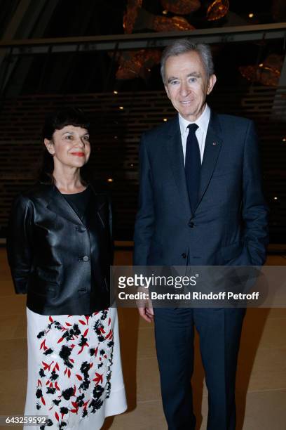 Director of "Musee des Beaux Arts Pouchkine", Marina Loshak and Owner of LVMH Luxury Group Bernard Arnault attend the Private View of "Icones de...