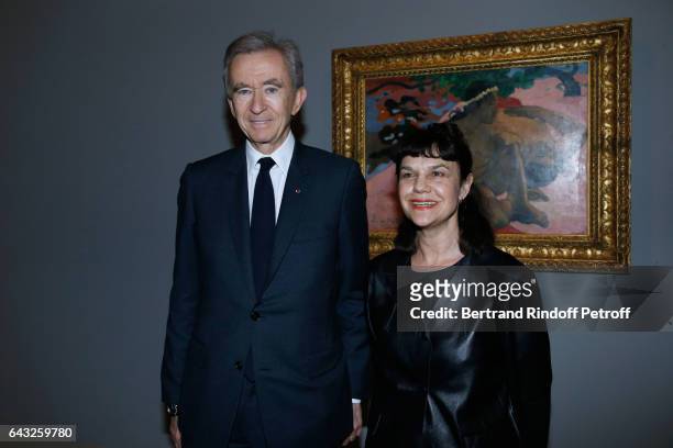 Owner of LVMH Luxury Group Bernard Arnault and Director of "Musee des Beaux Arts Pouchkine", Marina Loshak attend the Private View of "Icones de...