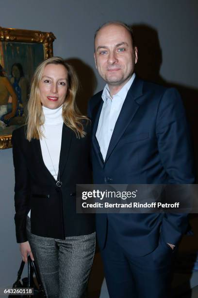 Editor in Chief of "Point de Vue" Adelaide de Clermont Tonnerre and Journalist Laurent Delpech attend the Private View of "Icones de l'Art Moderne,...