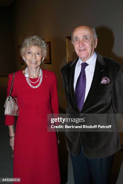 Permanent Secretary of the French Academy, Helene Carrere d'Encausse and her husband Louis Carrere d'Encausse attend the Private View of "Icones de...