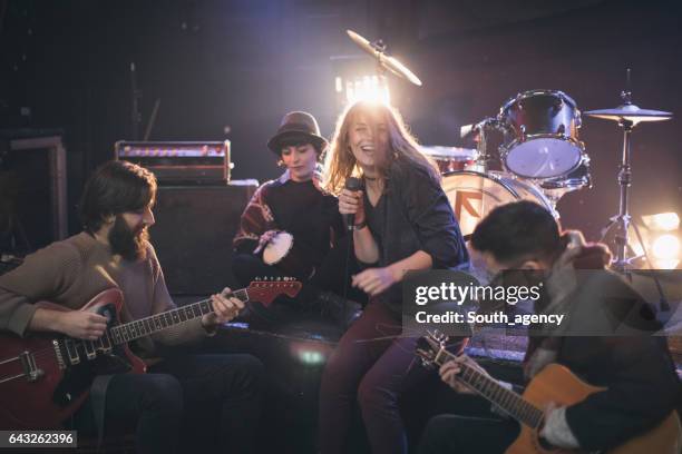 friends and musicians - girl stage stock pictures, royalty-free photos & images